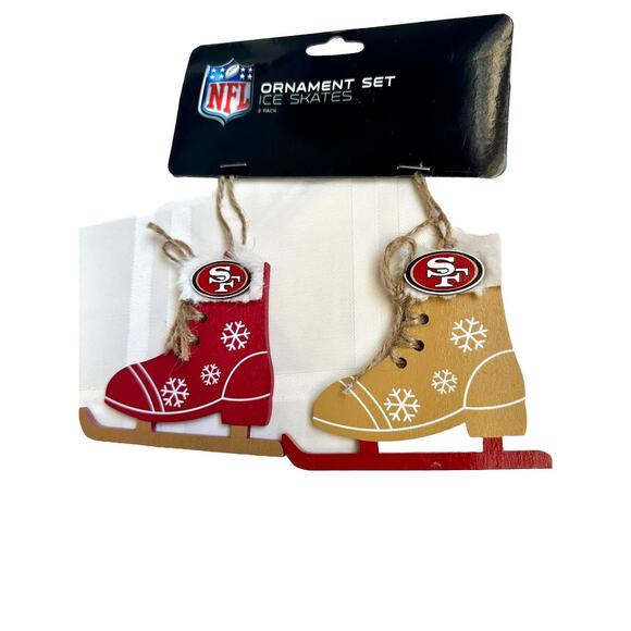 NFL San Francisco 49ers Ice Skate Ornament Set – 2-Pack Christmas Tree Decor NWT - Picture 6 of 8